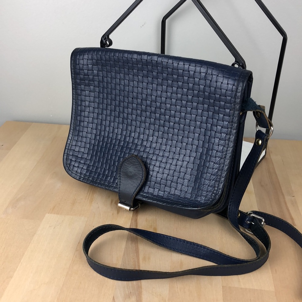 Dark Blue, Indigo Vintage Crossbody genuine leather bag by Grinta